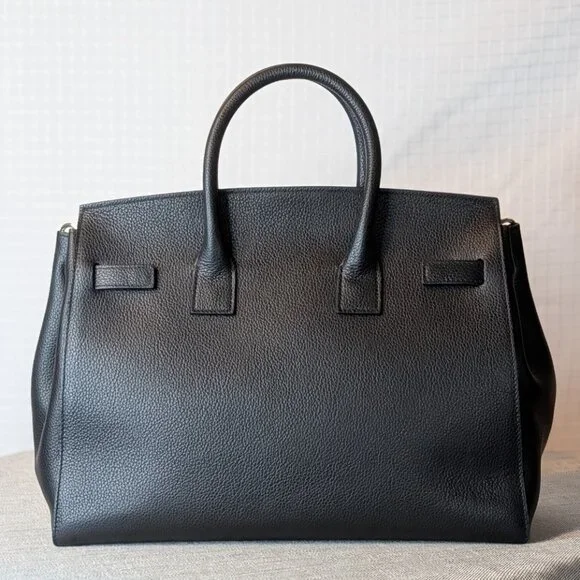 Teddy Blake Gigi 13” Black Dollarino Leather Satchel NWOT - Picture 4 of 9